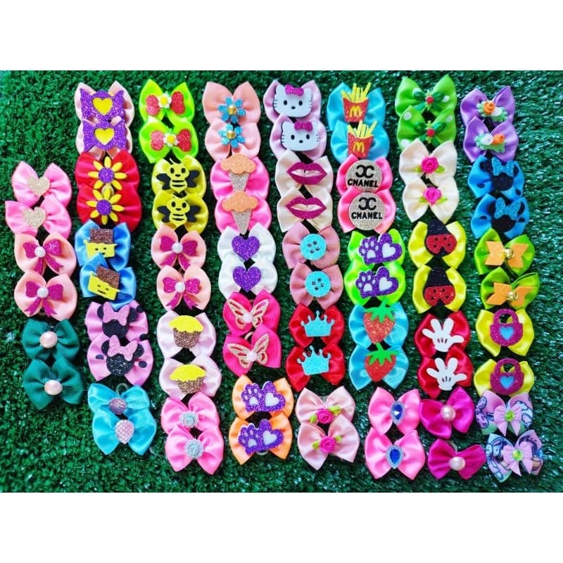 Kit com 200 laços  pet cetim 4cm para Pet Shop e Banho e Tosa