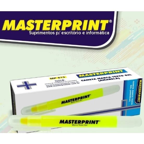 CANETA MARCA TEXTO GEL AMARELO MASTERPRINT MP613 CAIXA 06 UN