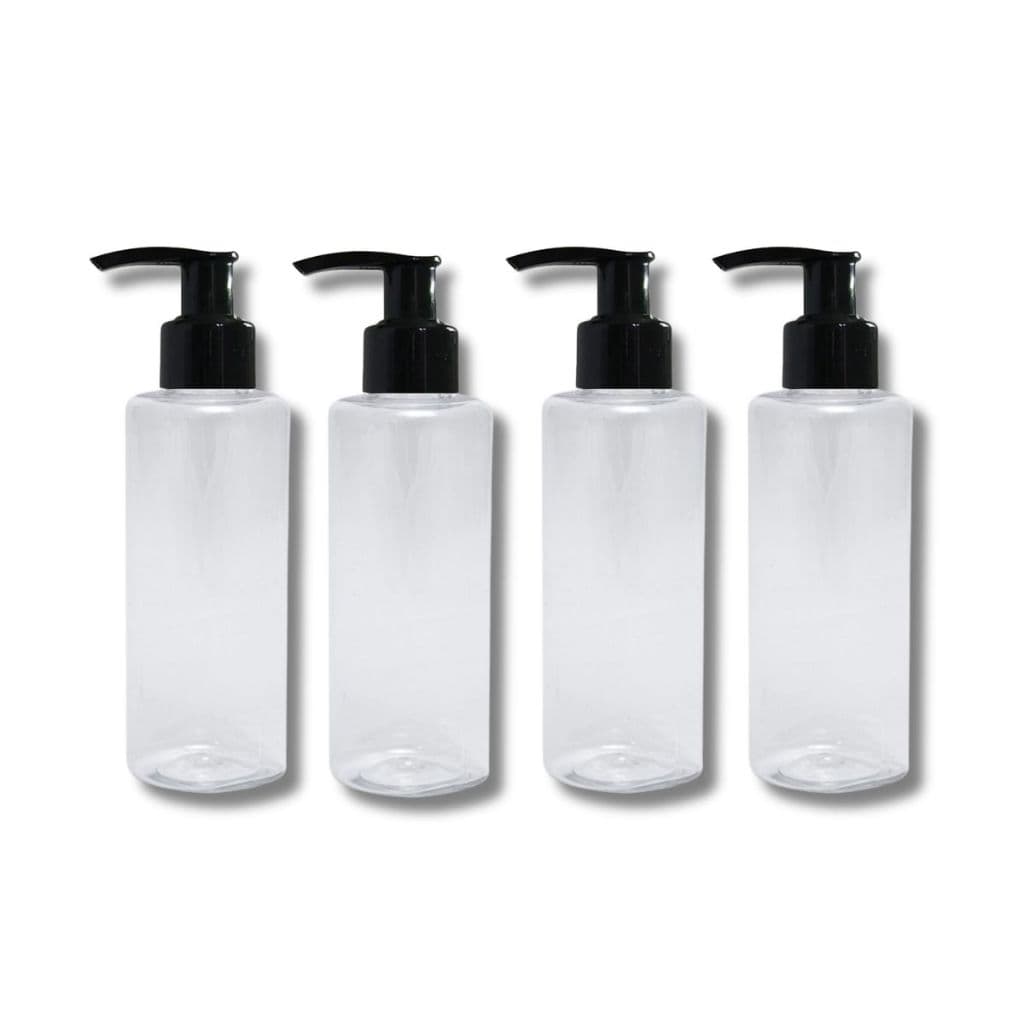 Kit 4 Frascos Tampa Válvula Pump 100ml Cilíndricos Viagem Sabonete Liquido Skincare Shampoo- novo