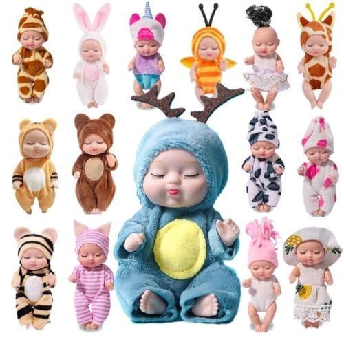Kit 6/ 12 Mini Baby Doll 11cm Bonecas Dormindo Realistas Brinquedo Animal Presente para Meninas