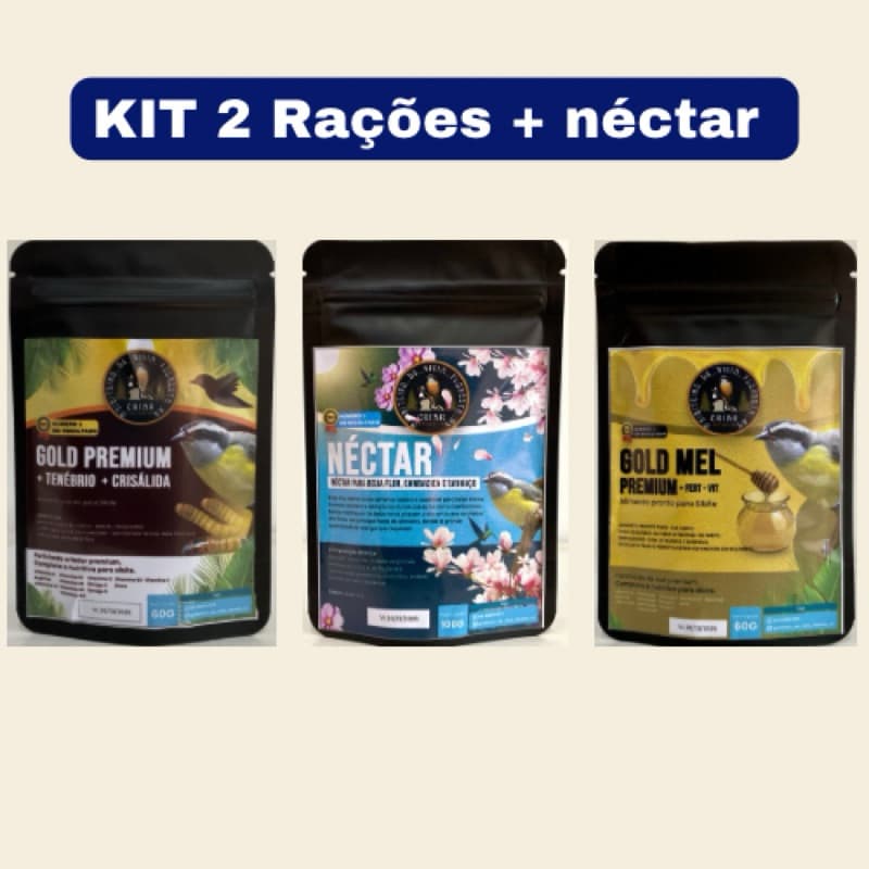 KIT 2 Ração 60g + Néctar 100g Para SIBITE Farinhada Premium