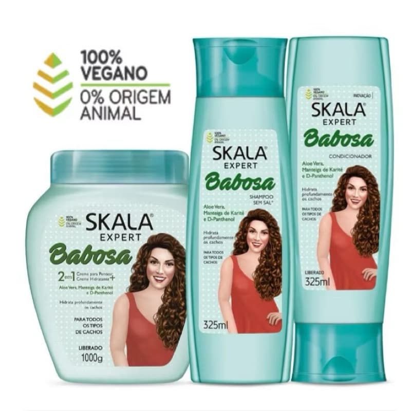 kit Skala Babosa Potão Creme para pentear 1kg + Shampoo 325ml e Condicionador 325 ml