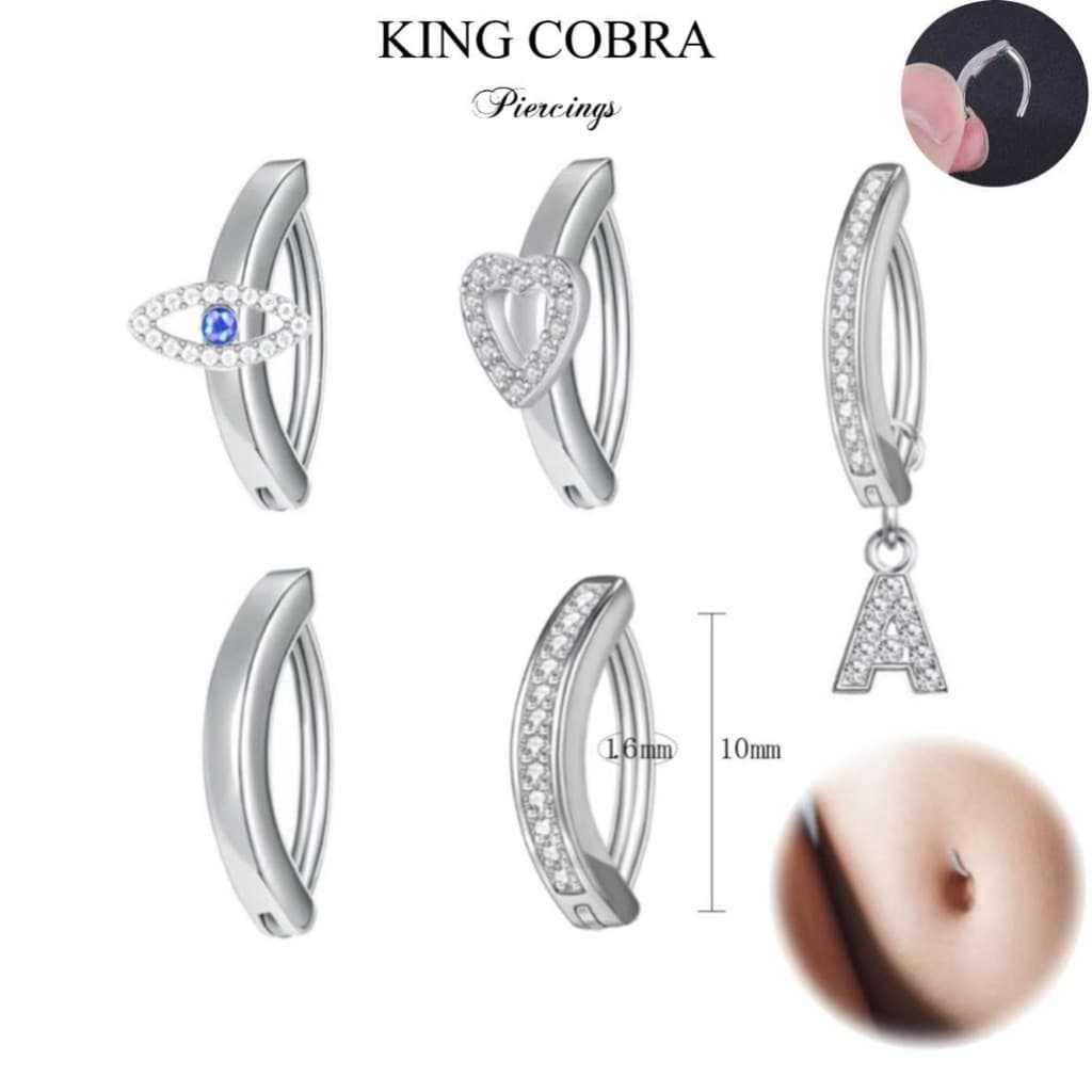 Piercing Argola Click Para Umbigo Aço Prata/Dourado KA621