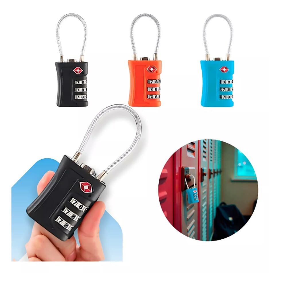 Cadeado Tsa Senha Cabo Aço Mala Viagem Bagagem Armario Academia
