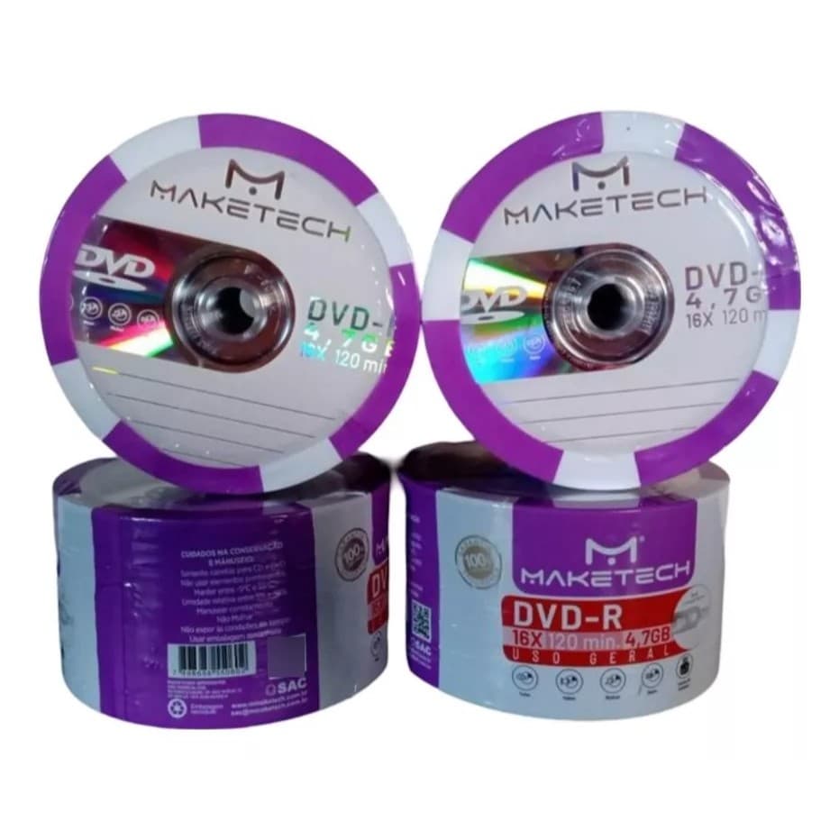 50 Unidades Midia Virgem DVD-R Maketech - 4,7 GB - 16x - Com Logo