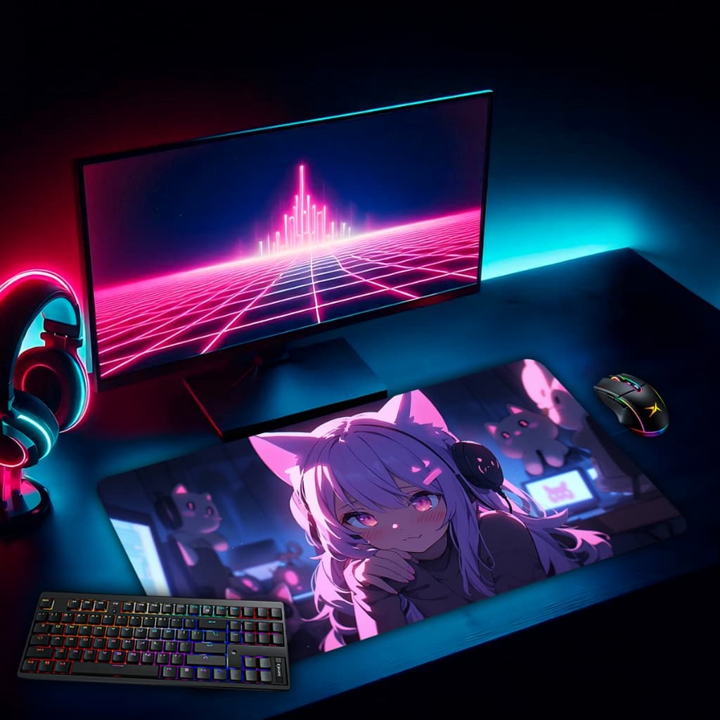 Mouse Pad Gamer Antiderrapante Grande 70x35 80x35 90x40 90x55 cm Jogos Anime Varias Estampas Borda Costurada M1586/1592
