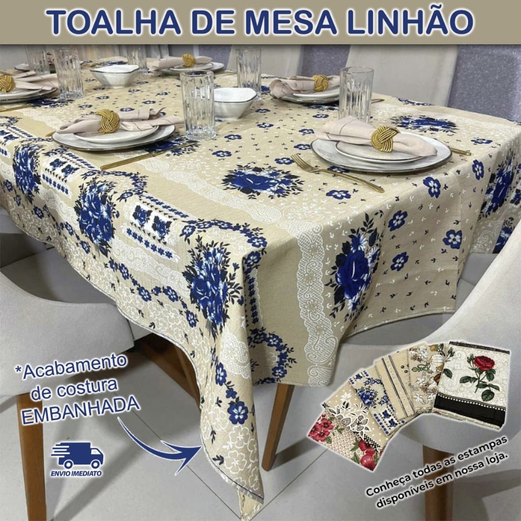 Toalha De Mesa Rústica Linhão Retangular 4 6 8 10 Lugares Lançamento Cozinha Jantar Envio Imediato