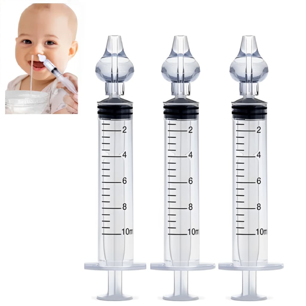 Kit seringas com bico de silicone para lavagem e limpeza nasal 10 ML para adulto e infantil