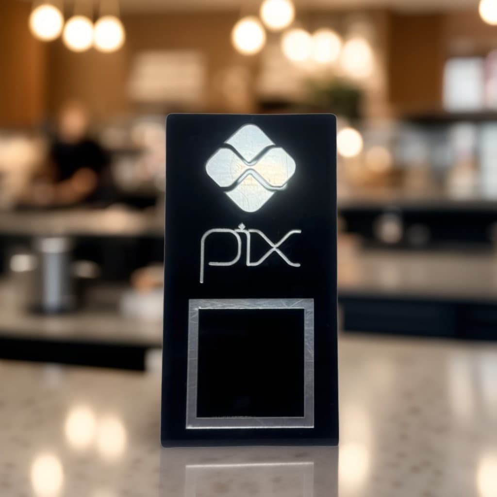 Placa Pix Qr Code Pagamento Display Em Acrílico Espelhado