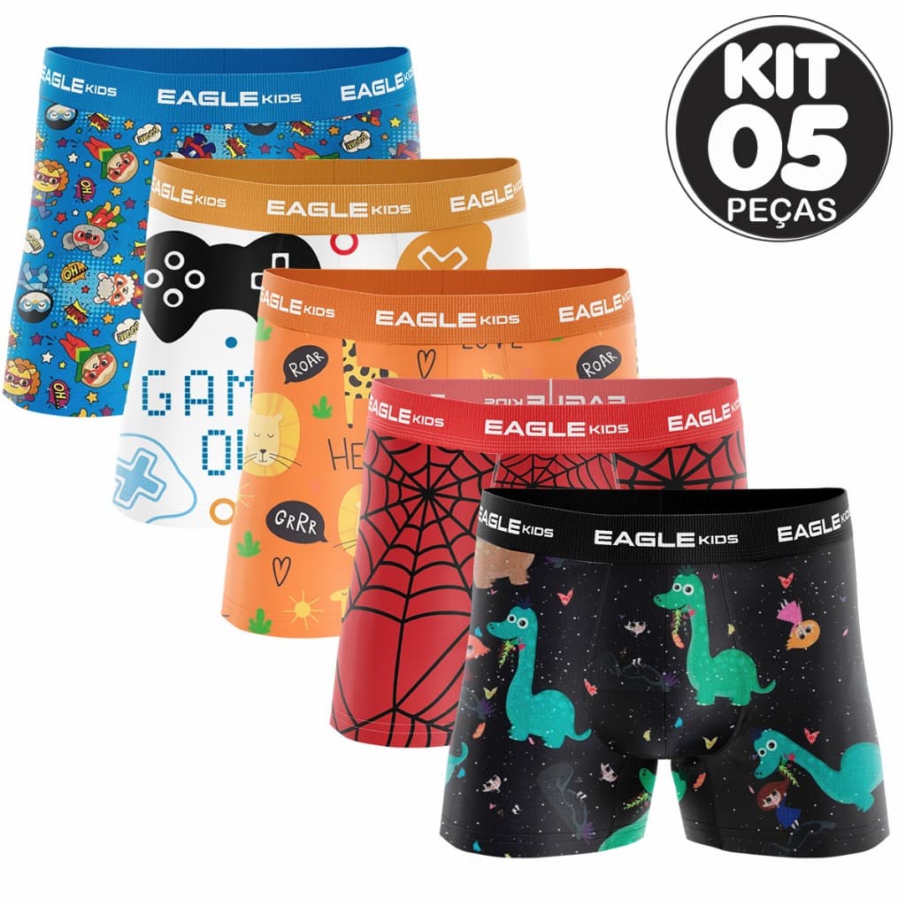 KIT C/ 10 CUECAS BOX BOXERS INFANTIL SORTIDO