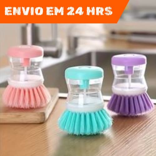 Escova Limpeza com Recipiente Para Detergente Lava Louça
