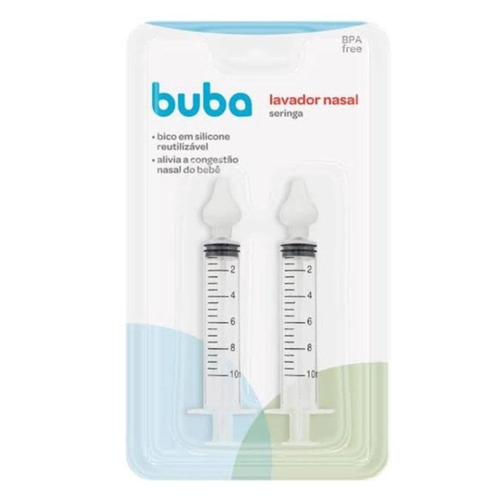 Kit Lavador Nasal com 2 Seringa Ponta Em Silicone Buba