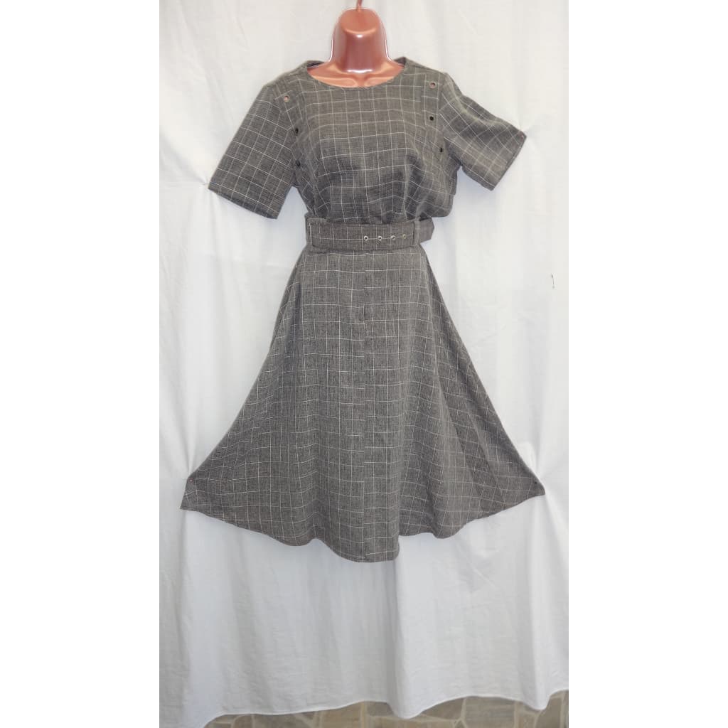 Vestido em Alfaiataria Xadrez Cinza - NMZ - Tam. P - Poliester - Feminino