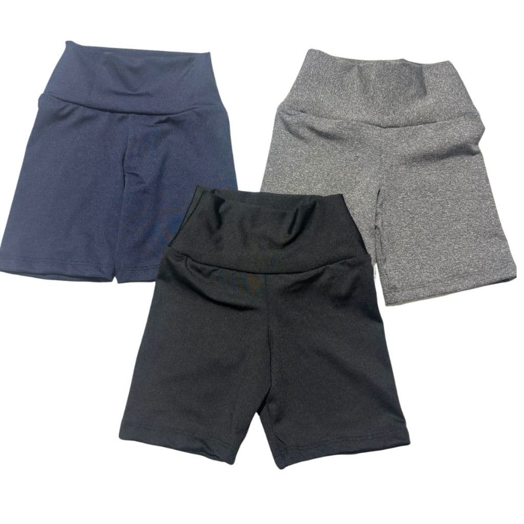 KIT c/ 3 Bermudas ciclista infantil escolar lisa suplex 4 ao 16