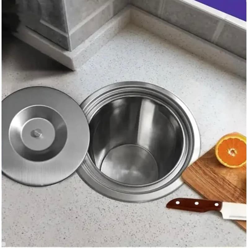 Lixeira de Embutir Inox Pia Gourmet 3 ou 5 Litros não Enferruja