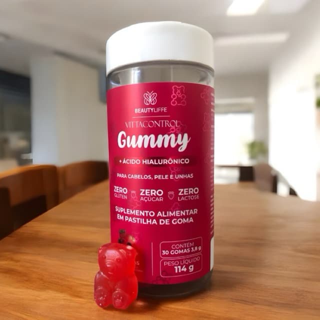 Vitamina Para Cabelo e Unhas Crescimento e Fortalecimento Capilar Vittacontrol Gummy + A Hialurônico