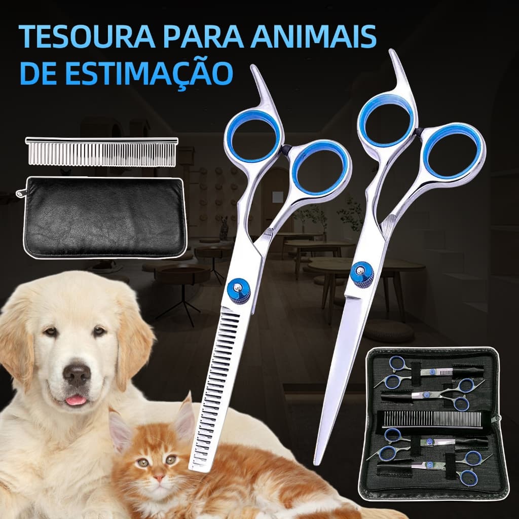 Kit 5 Cão De Aço Inoxidável/pet Tesoura/Curva Para Cima/Afiada Cães/Gatos/Cabelo Corte De/kit De Ferramentas De Animal