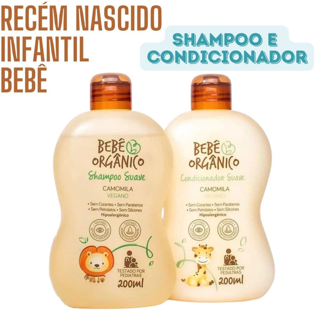Kit Camomila Orgânico Shampoo para Bebê + Condicionador Recém Nascido - Infantil Bebe - 400 ml