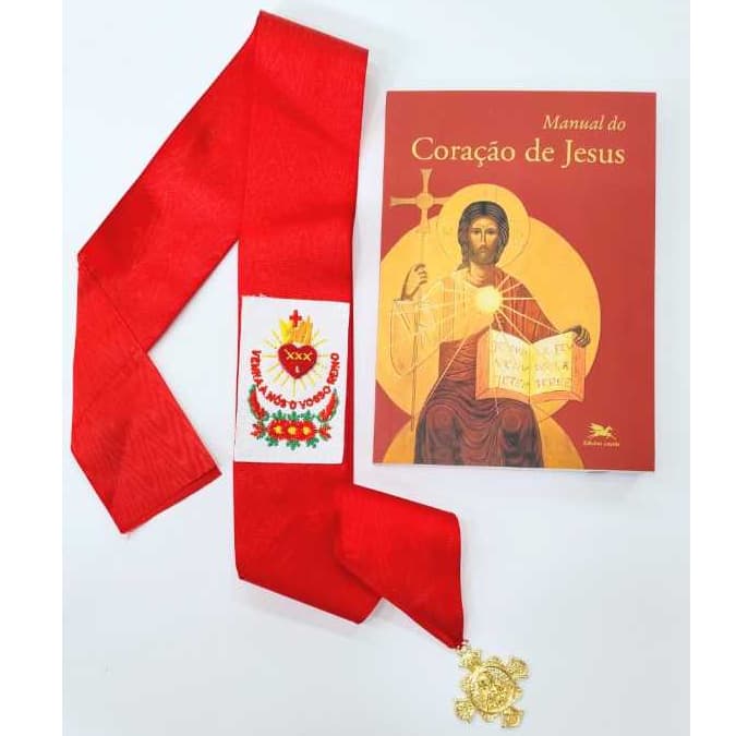 Combo Fita Feminina Apostolado da Oração Vermelha E Manual do Sagrado Coração de Jesus