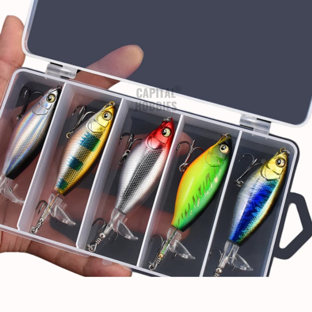 Isca artificial  kit 5 peças com estojo  ou unidade avulsa cauda giratória hélice 9,5cm 11g pesca Tucunaré, traíra