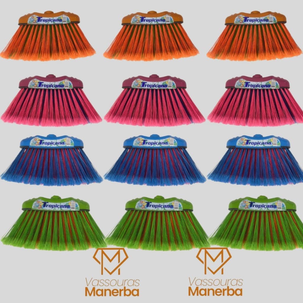 12 VASSOURAS TROPICANA SEM CABO (RODOS, VASSOURAS, CABOS, LIMPEZA)
