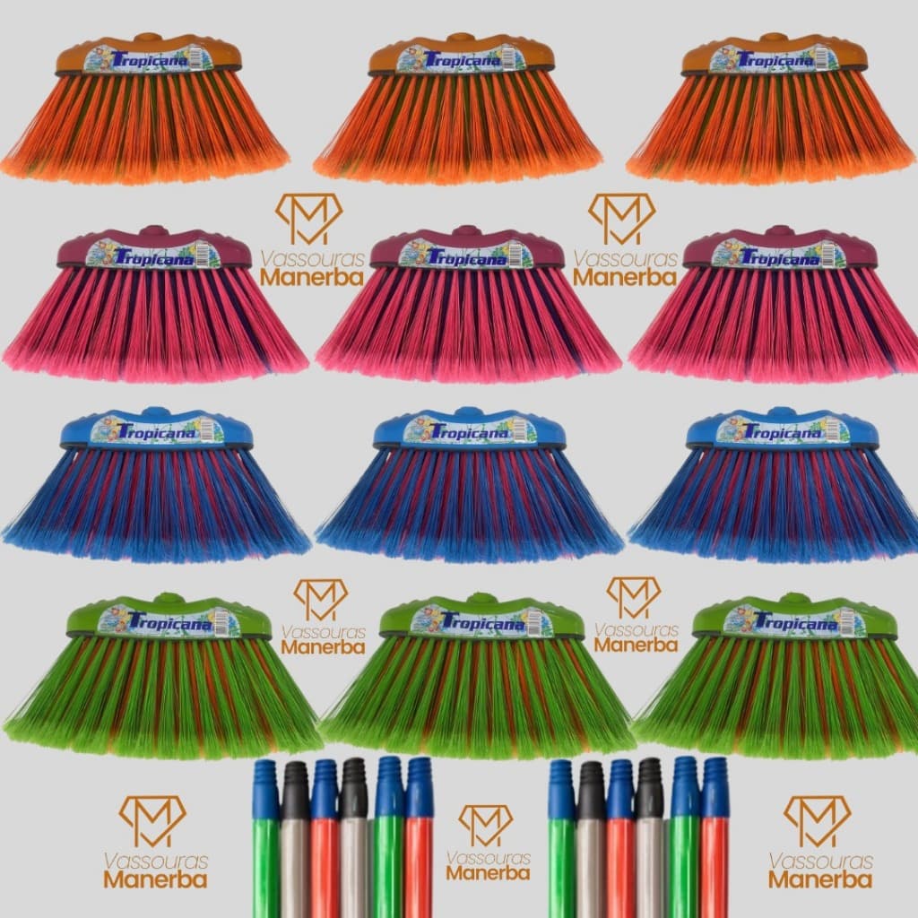 12 VASSOURAS TROPICANA COM CABOS (RODOS, VASSOURAS, CABOS, LIMPEZA)