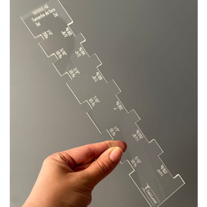 Régua Gabarito Wire-o Passo 2X1 e 3X1 em Acrílico