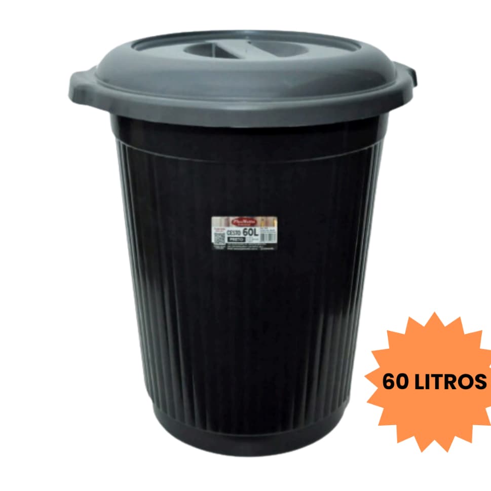 Lixeira de Plástico 60 Litros Cesto Organizador Lixo Roupa Suja Brinquedos Água da Máquina