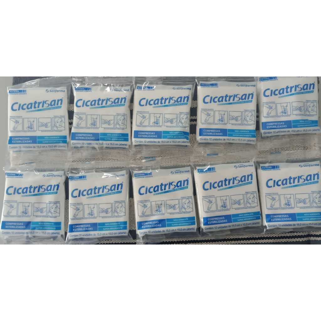 100 UNIDADES DE CURATIVOS ESTÉRIL NÃO ADERENTE 15CM X 15CM CICATRISAN