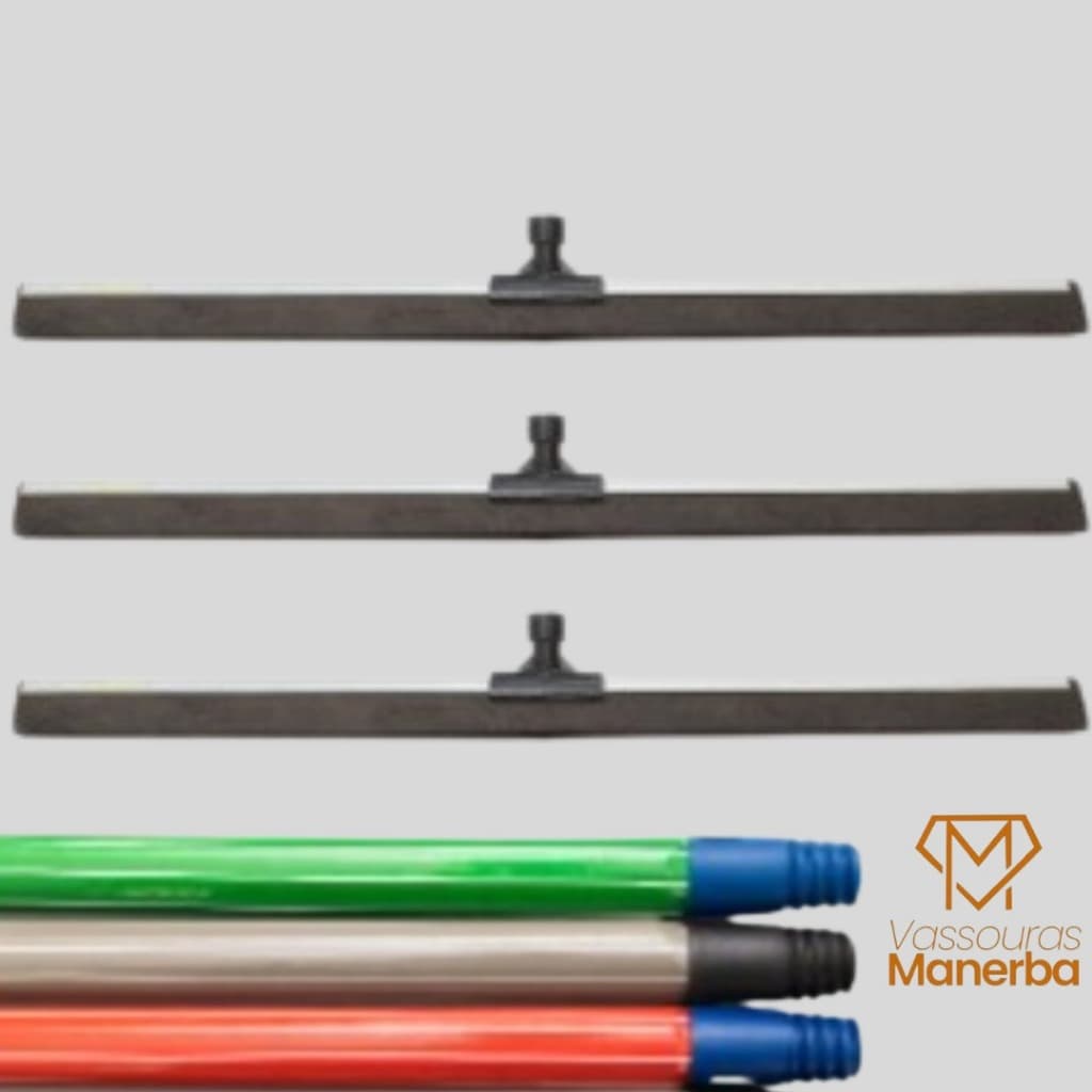 3 RODOS CHAPA 80 CM COM 3 CABOS (RODO, VASSOURA, CABO, LIMPEZA)