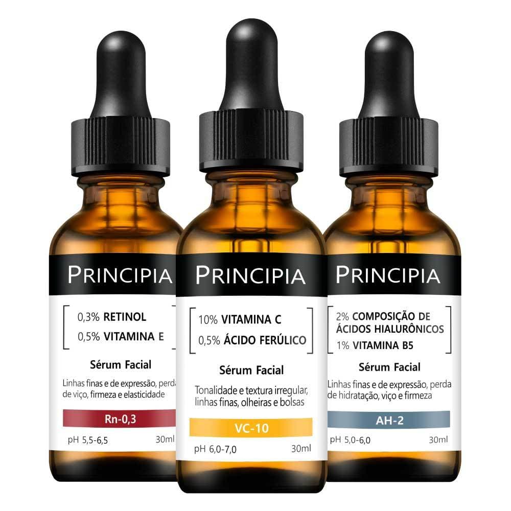 Principia Kit Rejuvenescedor Essencial Trio Sérum Vitamina C + Retinol + Ácido Hialurônico