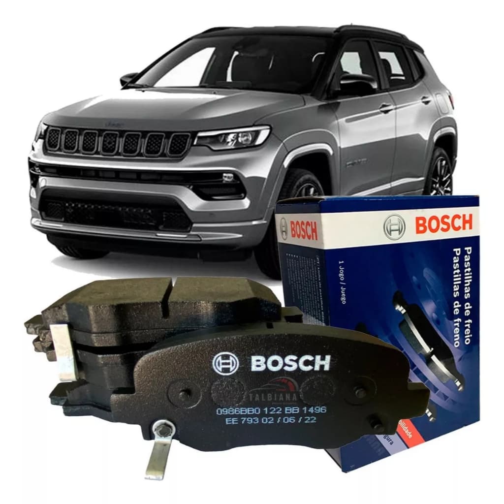 Jogo pastilha de freio traseira Jeep Compass 1.3 2.0 2016 2017 2018 2019 2020 2021 2022 2023 2024 2025 original Bosch