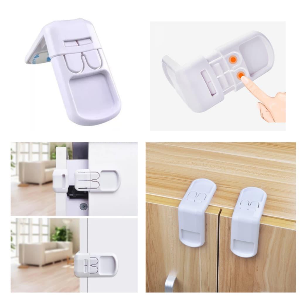 Kit Trava de Segurança Para Gaveta de Bebe Com Adesivo Autocolante Sem Furação