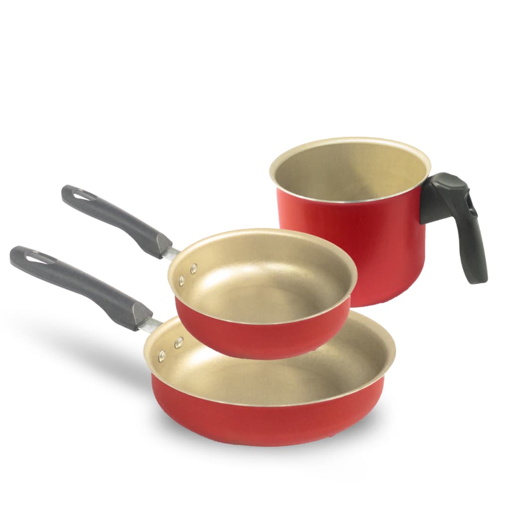 Kit Antiaderente 3 Pçs Frigideira 18 Alta Funda Frigideira Ovo e Fervedor