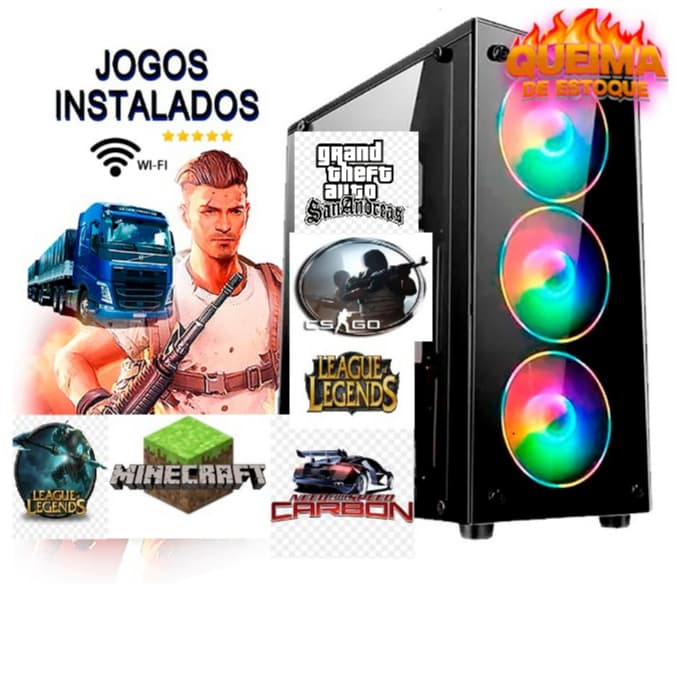 Cpu Gamer Barato i3 8gb Ssd128g +Hd500g Wifi Hdmi Roda Autocad Corel Photoshop nfs Et2 Lol mine Csgo