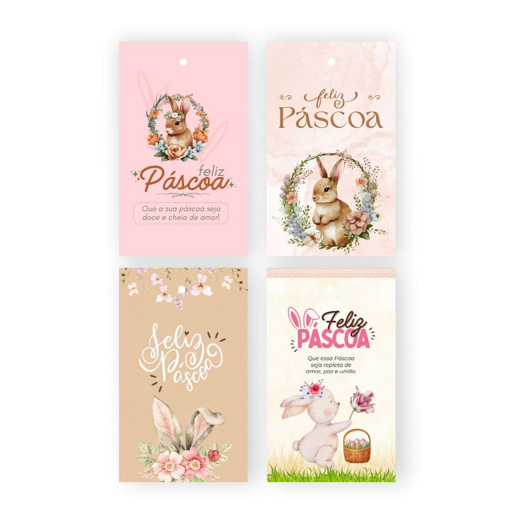 Tag de Páscoa p/ Embalagens e Presentes - Tam 5,4cmX9cm