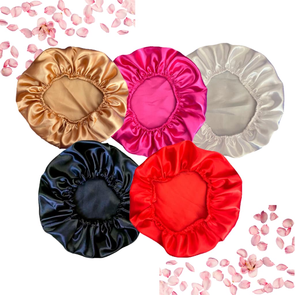 KIT 5 Touca de Cetim Anti Frizz para Dormir Luxo + 5 Xuxinha Cetim