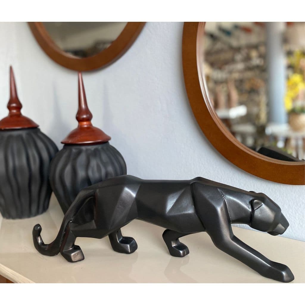 Pantera 3D Geométrica Decoração Luxo Sala Escritório Preto Fosco envio imediato feito no brasil