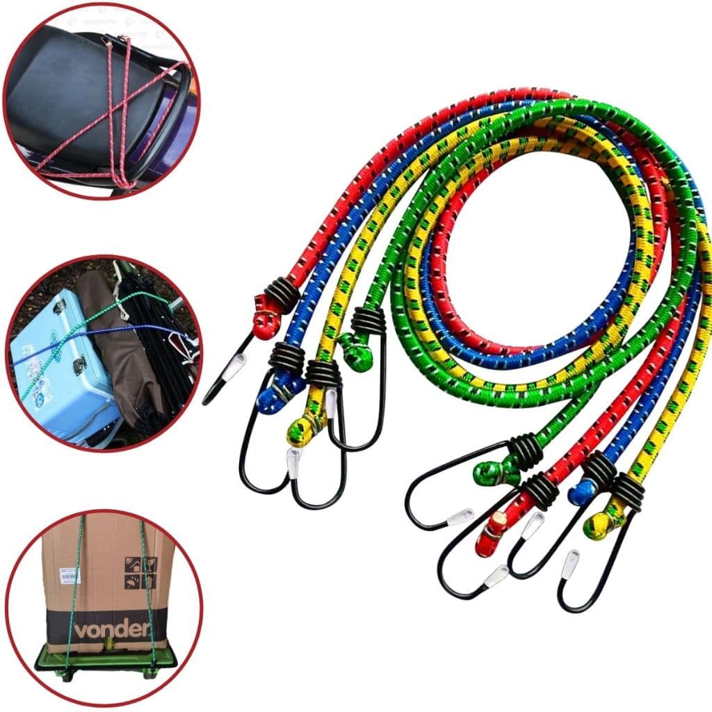 Kit 4 Corda Elástica Com Gancho Metal Extensor 2 metros X 8mm Multiuso