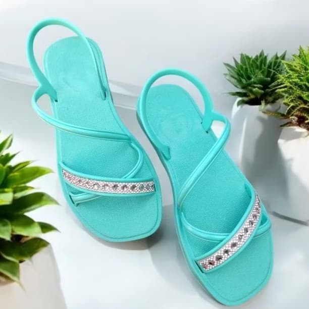 Sandália Feminina Festeja Rasteirinha Papete Com Brilho Strass