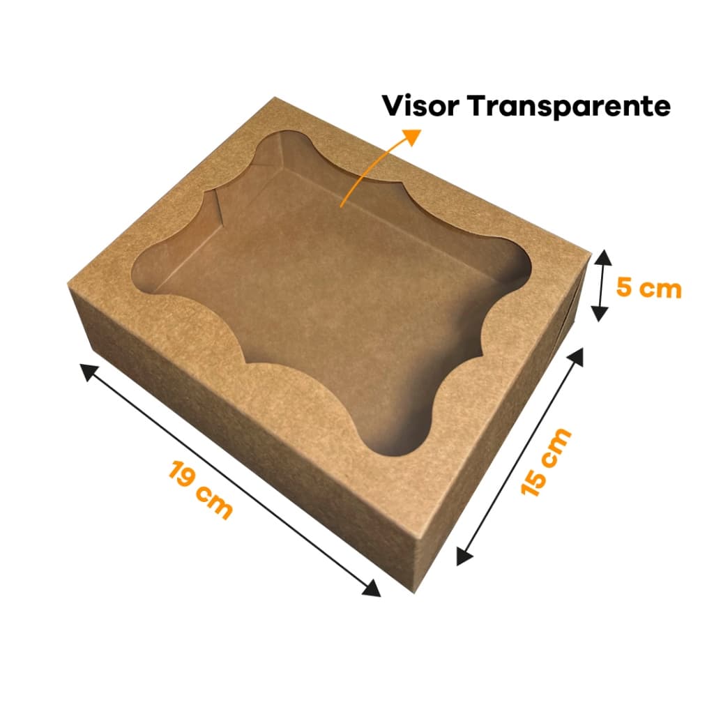 Caixa com Visor Presentes Lembrancinhas Doces - 19x15x5,5cm - Caixa Kraft ou Branca com Visor Maleta