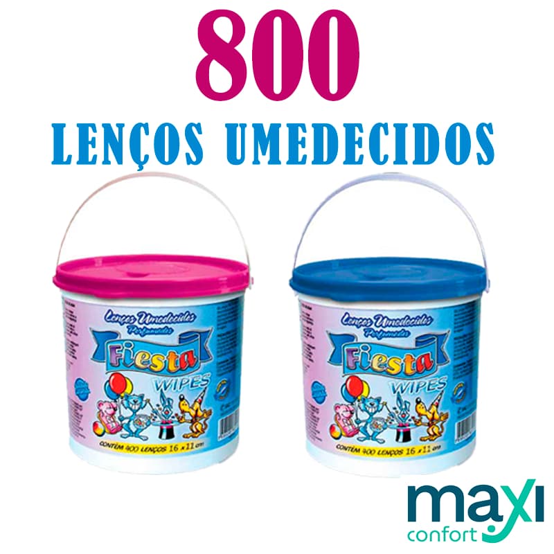 Kit 2 Baldes Lenços Umedecidos Fiesta (800 Lenços)