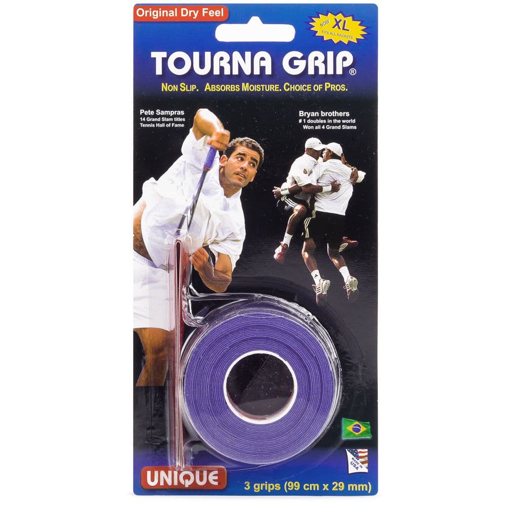 Overgrip Tourna Grip Original Azul Cartela 3unid - Over Para Raquetes de Tênis, Beach Tennis, Padel