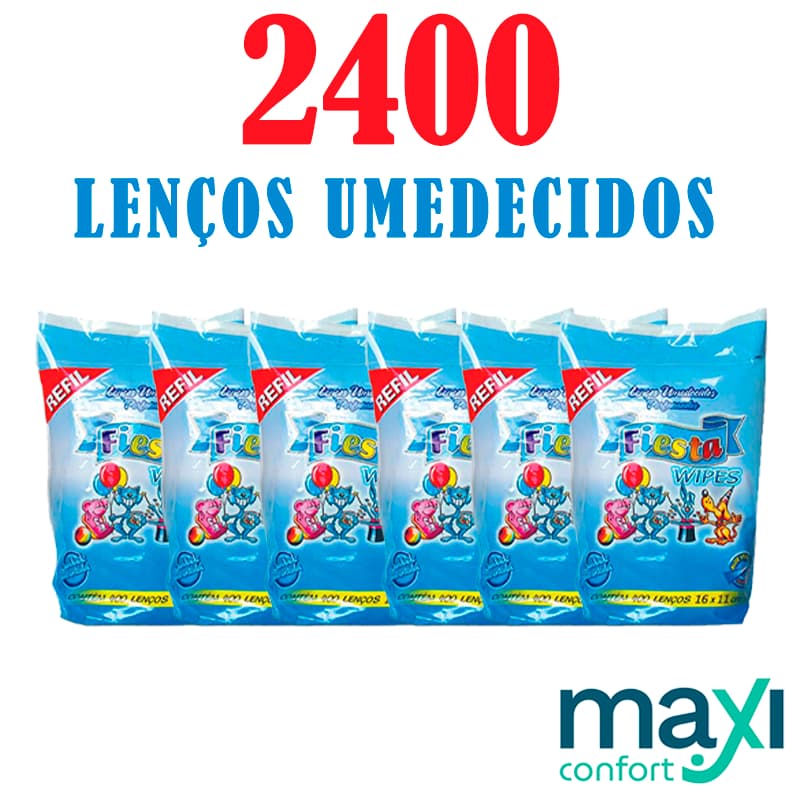 Kit 6 Refil De Lenços Umedecidos Fiesta Com 400 Unidades (2400 lenços) DIRETO DA FÁBRICA