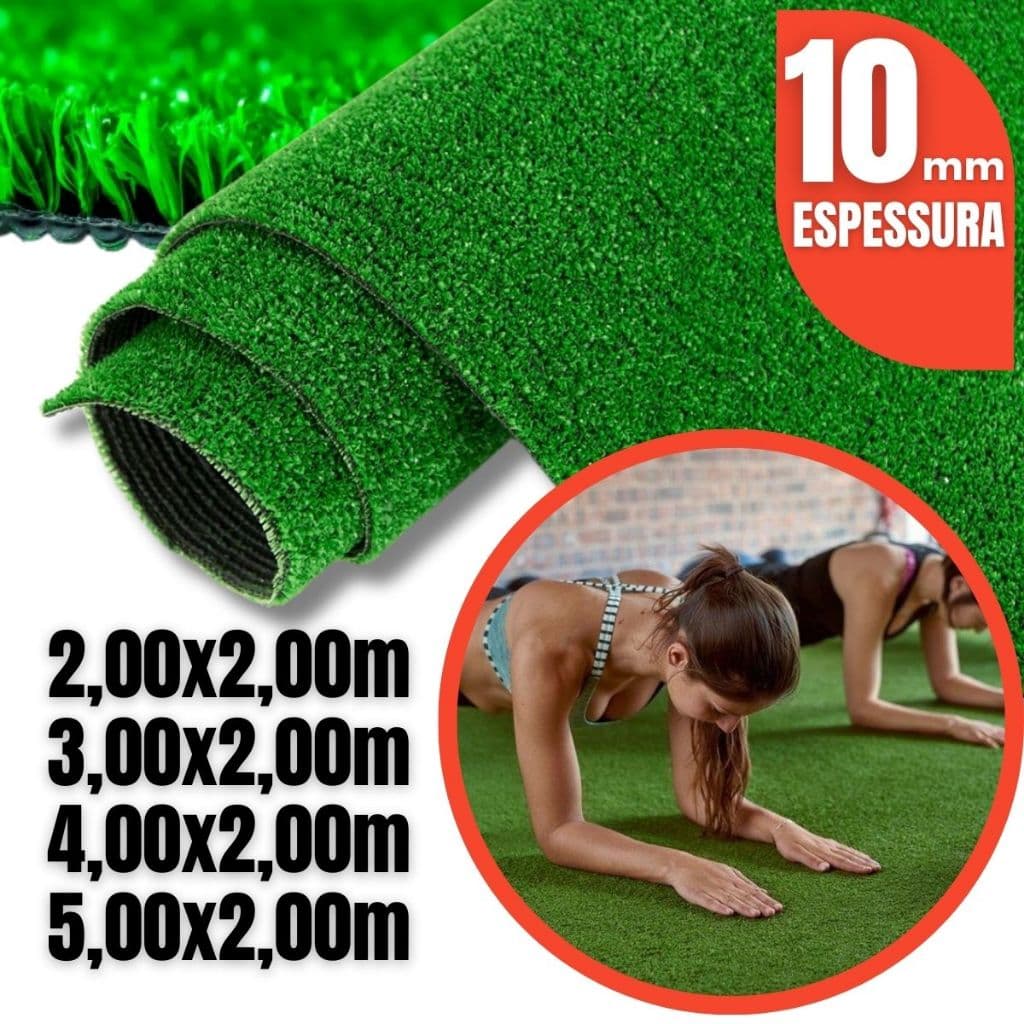 Grama Sintética Decorativa Artificial 2,00 A 5,00 Metros Largura Única 2,00m Academia Playground
