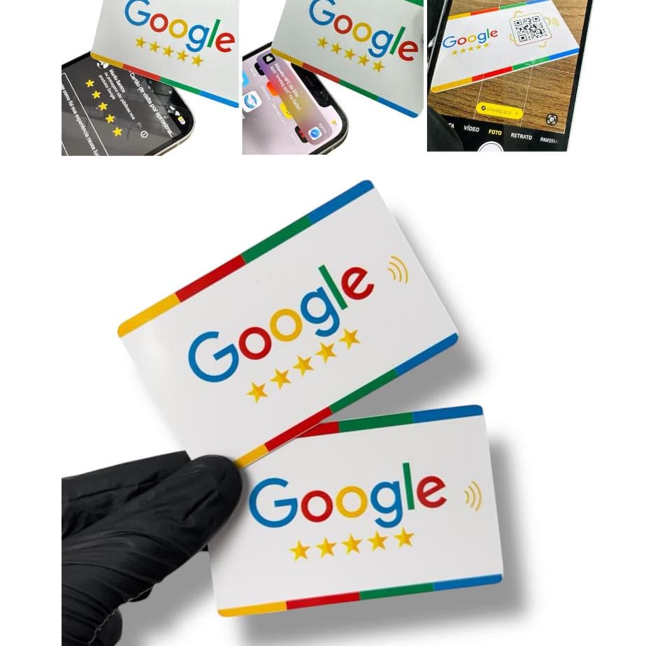 Kit 2 Cartão Avaliação Google Aproximação Sistema NFC e Qrcode