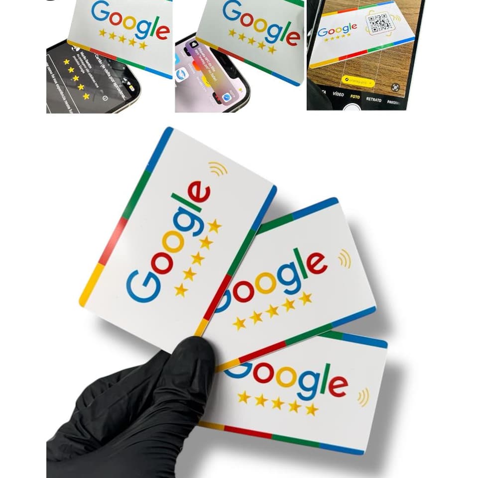 Kit 3 Unidades Cartão de Avaliação Google Nfc C Sistema de aproximação e QrCode