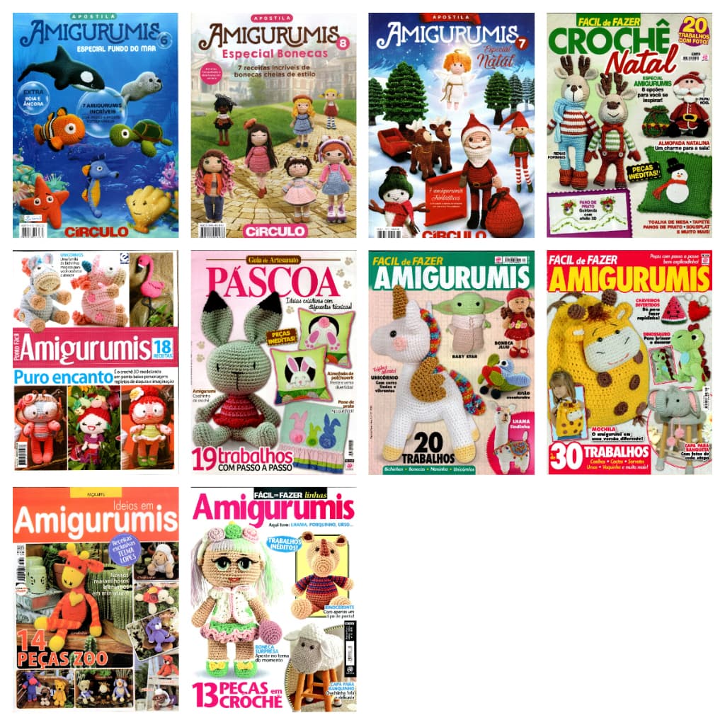 Kit 6 Revistas Amigurumis Bichinhos Crochê