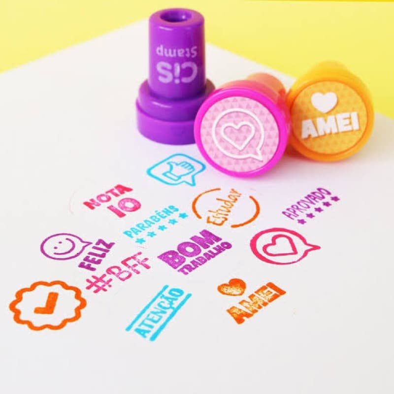 Coleção Carimbos para Professores Pedagógicos Divertidos e Personalizados Fofos: Volta às Aulas