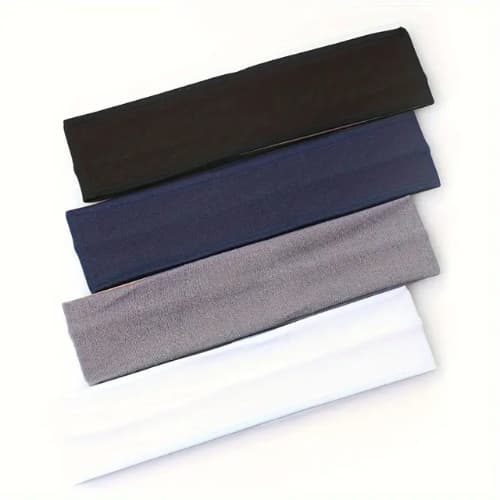 4 Faixa de cabelo em cor sólida, elástica, leve e respirável para yoga, academia e esportes